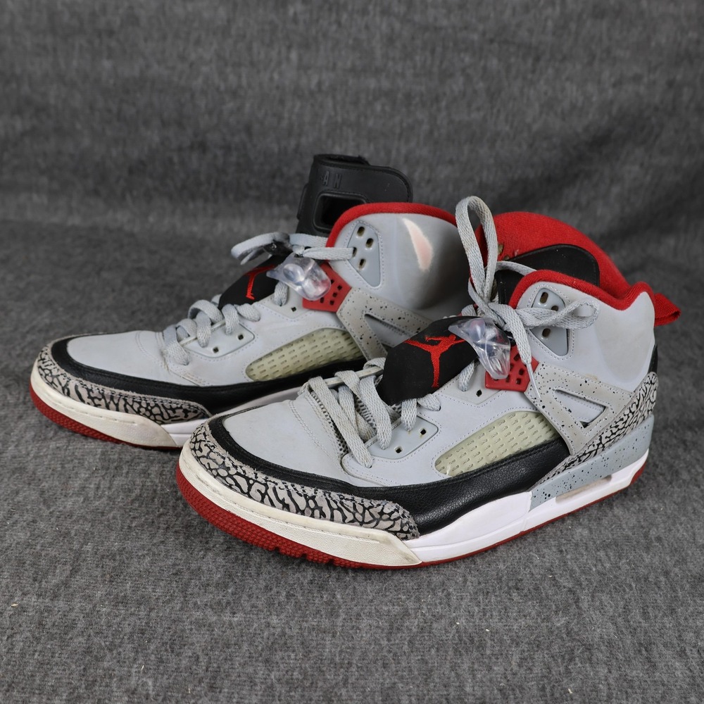 Jordan Spizike Shoes Mens Size 13 Gray Red Leather Mid Top Basketball 315371-003